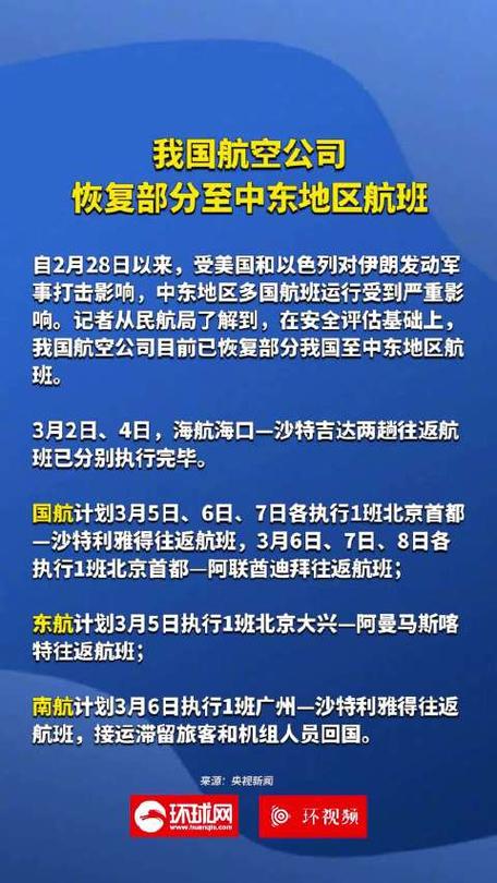 我国多家航司陆续恢复部分至中东地区航班
